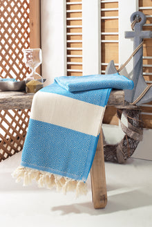 Copy of 100% Cotton Peshtemal ( Turkish Towel) 39"x78" Blue